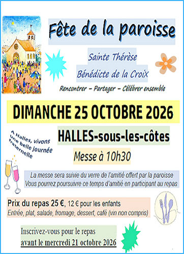 Fête de la paroisse le dimanche 25 octobre à Halles-sous-les-côtes